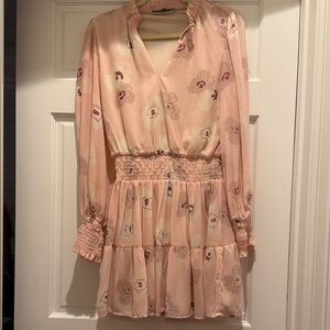 Gibson Blush Pink Floral Long Sleeve Tiered Dress